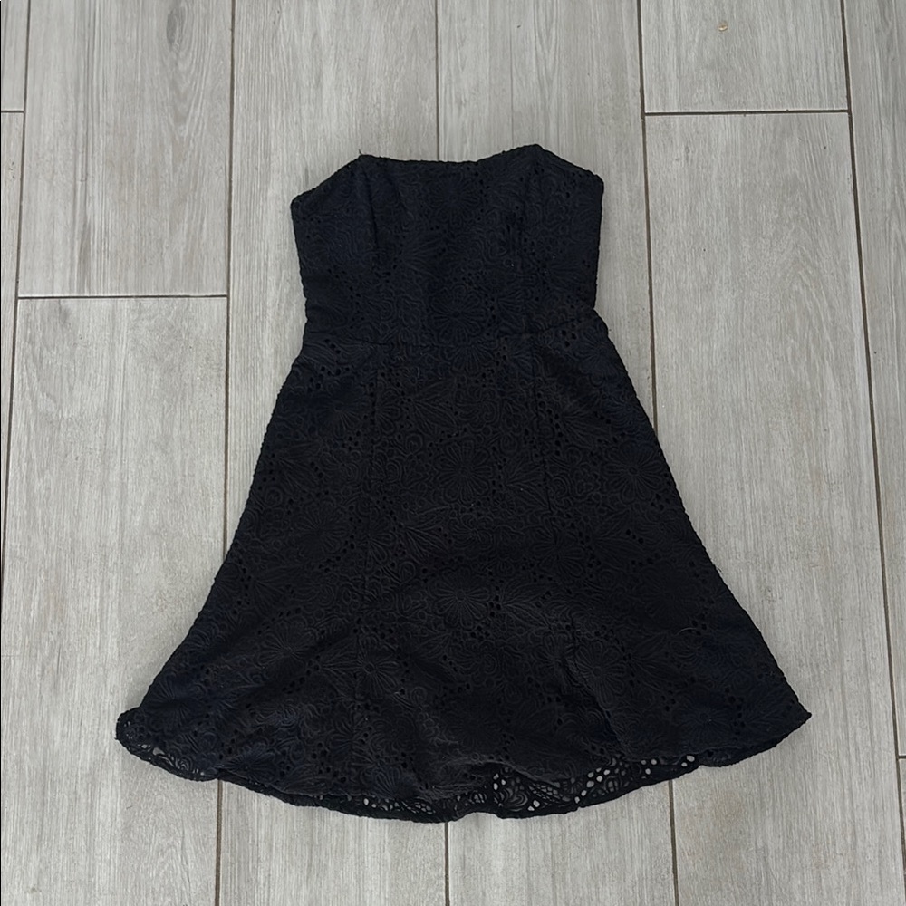 Lilly Pulitzer Black Strapless Lace Dress